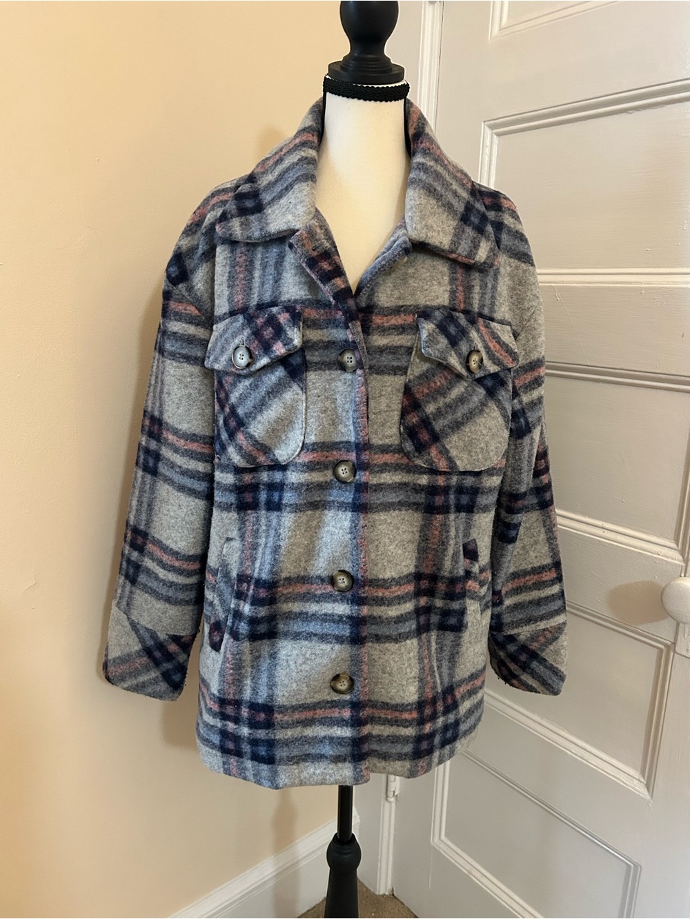 Aqua for Bloomingdales Wool Blended Plaid Jacket